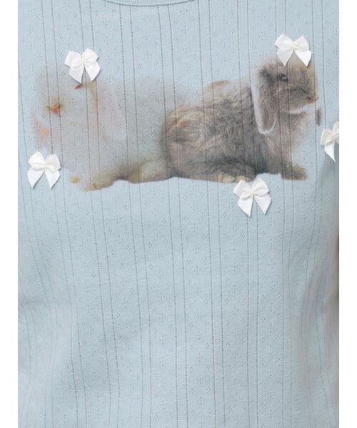 merry jenny（メリージェニー）の「ラビットribbon Tシャツ（Tシャツ/カットソー・レディース・オフホワイト/ブルー/ライトグレー・FREE）」の13枚目の写真