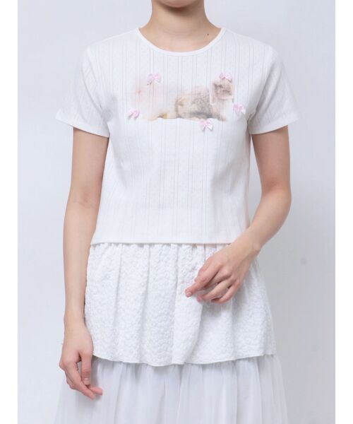 merry jenny（メリージェニー）の「ラビットribbon Tシャツ（Tシャツ/カットソー・レディース・オフホワイト/ブルー/ライトグレー・FREE）」の15枚目の写真