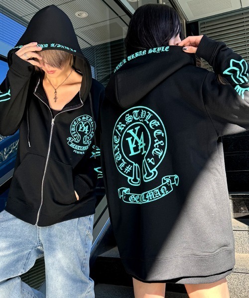 LUXE/R(ラグジュ)の「『LUXE/R/ラグジュ』サークルロゴ長袖ジップパーカー(パーカー・メンズ・ブラック・M/L/XL)」の5枚目の写真