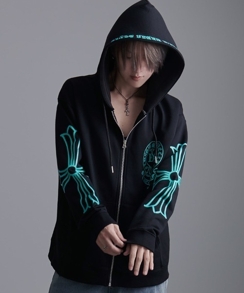 LUXE/R(ラグジュ)の「『LUXE/R/ラグジュ』サークルロゴ長袖ジップパーカー(パーカー・メンズ・ブラック・M/L/XL)」の6枚目の写真