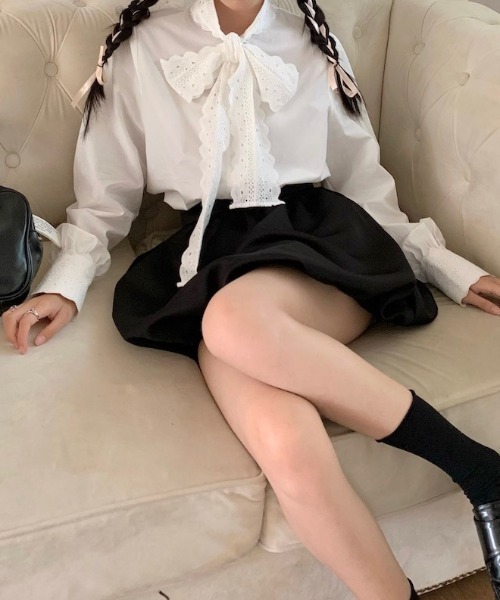 SHEPP(シープ)の「リボンフリルブラウス(シャツ/ブラウス・レディース・ホワイト・M/L)」の5枚目の写真