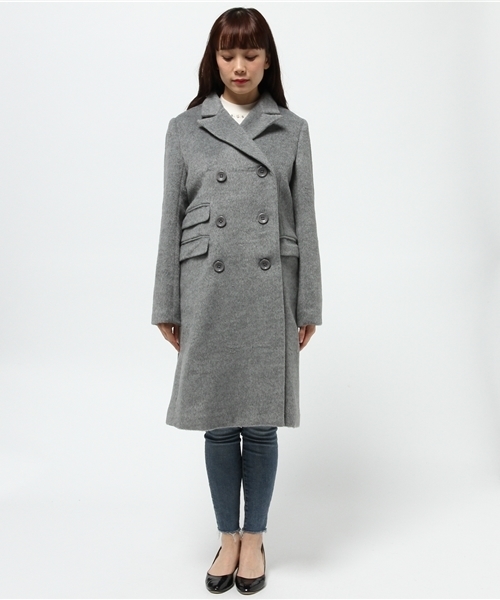 BLONDY ReLISH（ブロンディリリッシュ）の「ダブルチェスターコート（チェスターコート・レディース・ベージュ/ライトブルー/グレー・FREE）」の4枚目の写真