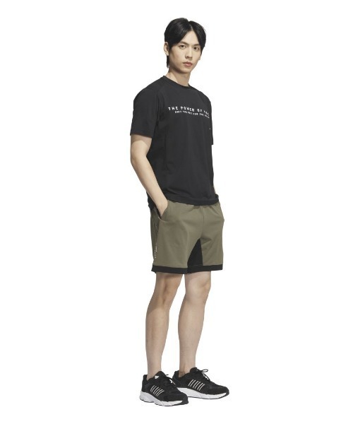adidas(アディダス)の「アディダス adidas ADPTN レギュラーフィット ホリゾンタルストライプス テクスチャード ダブルニット半袖Tシャツ(Tシャツ/カットソー・メンズ・グリーン/ブラック/ホワイト・S/M/L/LL/3L)」の4枚目の写真