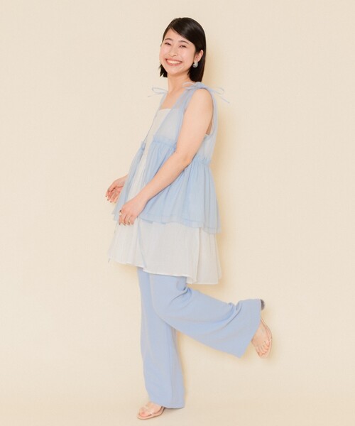 FREAK'S STORE（フリークスストア）の「シャイニー オーガンジーベスト（ベスト・レディース・グレー/オフホワイト/サックスブルー/ワイン/ブラック・ﾌﾘ-）」の12枚目の写真