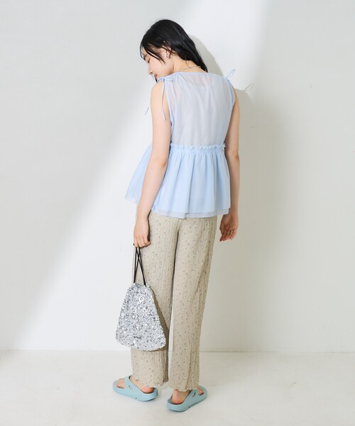 FREAK'S STORE（フリークスストア）の「シャイニー オーガンジーベスト（ベスト・レディース・グレー/オフホワイト/サックスブルー/ワイン/ブラック・ﾌﾘ-）」の17枚目の写真