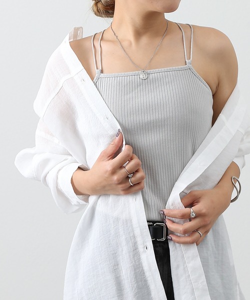 COLONY 2139(コロニートゥーワンスリーナイン)の「カップ付きバッククロステレコキャミソール(キャミソール・レディース・ブラック/オフホワイト/モカ/ライトグレー・SMALL/MEDIUM/LARGE)」の18枚目の写真