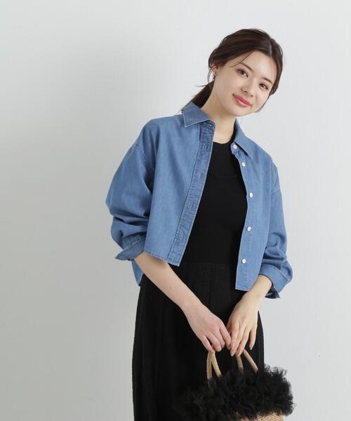 PROPORTION BODY DRESSING（プロポーションボディドレッシング）の「ダンガリーショートシャツ / 1215110406（シャツ/ブラウス・レディース・ベージュ/ブルー・FREE）」の18枚目の写真