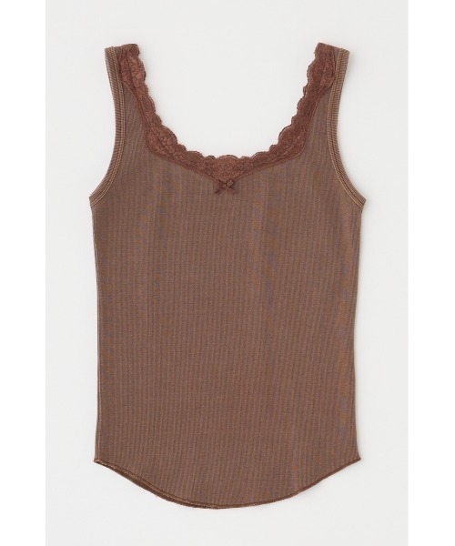 MOUSSY(マウジー)の「LACE TRIM タンクトップ(タンクトップ・レディース・グレー/アイボリー/ブラウン・FREE)」の1枚目の写真