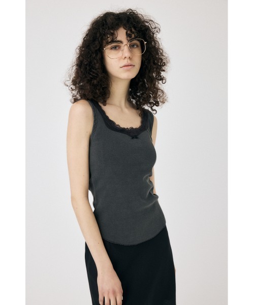 MOUSSY(マウジー)の「LACE TRIM タンクトップ(タンクトップ・レディース・グレー/アイボリー/ブラウン・FREE)」の3枚目の写真