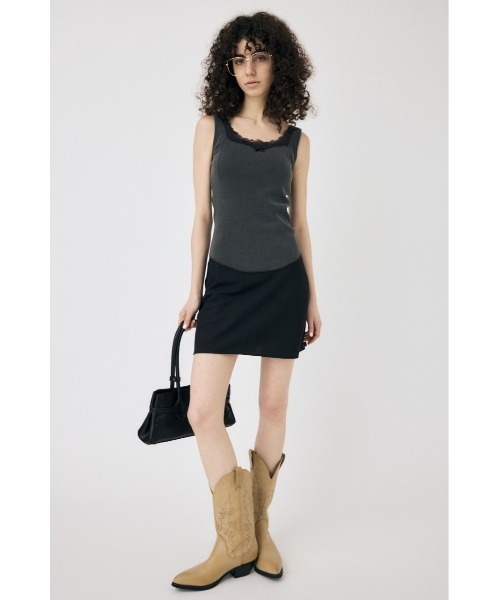 MOUSSY(マウジー)の「LACE TRIM タンクトップ(タンクトップ・レディース・グレー/アイボリー/ブラウン・FREE)」の5枚目の写真