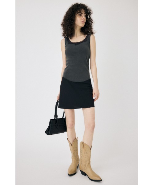 MOUSSY(マウジー)の「LACE TRIM タンクトップ(タンクトップ・レディース・グレー/アイボリー/ブラウン・FREE)」の6枚目の写真