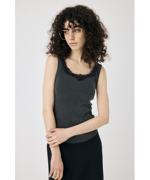 MOUSSY(マウジー)の「LACE TRIM タンクトップ(タンクトップ・レディース・グレー/アイボリー/ブラウン・FREE)」の8枚目の写真