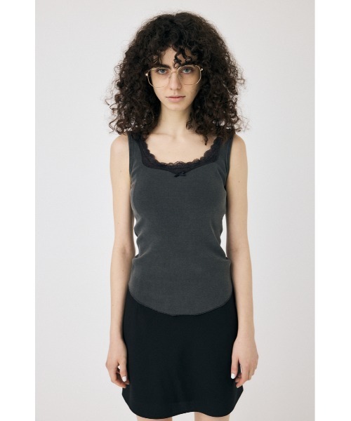 MOUSSY(マウジー)の「LACE TRIM タンクトップ(タンクトップ・レディース・グレー/アイボリー/ブラウン・FREE)」の9枚目の写真