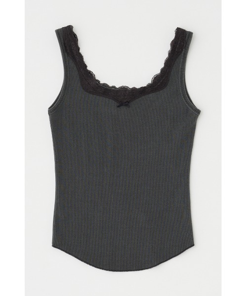 MOUSSY(マウジー)の「LACE TRIM タンクトップ(タンクトップ・レディース・グレー/アイボリー/ブラウン・FREE)」の16枚目の写真