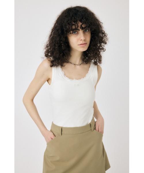 MOUSSY(マウジー)の「LACE TRIM タンクトップ(タンクトップ・レディース・グレー/アイボリー/ブラウン・FREE)」の18枚目の写真