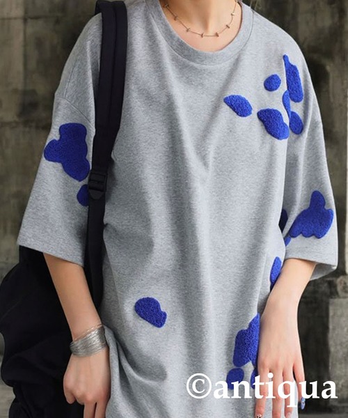 antiqua(アンティカ)の「サガラ刺繍Tシャツ(Tシャツ/カットソー・レディース・ブラック/杢グレー/ブラック系その他/ホワイト系その他・ONE SIZE)」の4枚目の写真