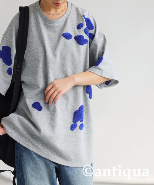 antiqua(アンティカ)の「サガラ刺繍Tシャツ(Tシャツ/カットソー・レディース・ブラック/杢グレー/ブラック系その他/ホワイト系その他・ONE SIZE)」の10枚目の写真