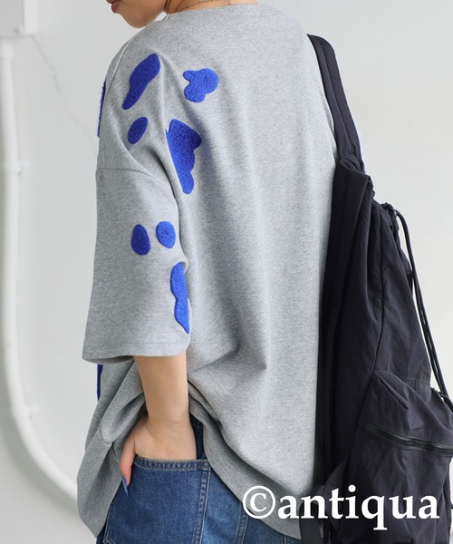 antiqua(アンティカ)の「サガラ刺繍Tシャツ(Tシャツ/カットソー・レディース・ブラック/杢グレー/ブラック系その他/ホワイト系その他・ONE SIZE)」の11枚目の写真