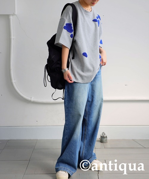 antiqua(アンティカ)の「サガラ刺繍Tシャツ(Tシャツ/カットソー・レディース・ブラック/杢グレー/ブラック系その他/ホワイト系その他・ONE SIZE)」の12枚目の写真