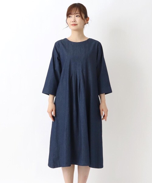 one'sterrace(ワンズテラス)の「インディゴ ミモザ刺繍 フレアワンピース(ワンピース・レディース・ブルー系その他7/ネイビー系5・02)」の3枚目の写真