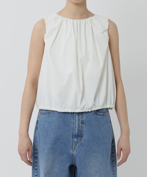 BABYLONE(バビロン)の「撥水ドロストノースリブラウス(シャツ/ブラウス・レディース・ホワイト/ブラック・フリー)」の4枚目の写真