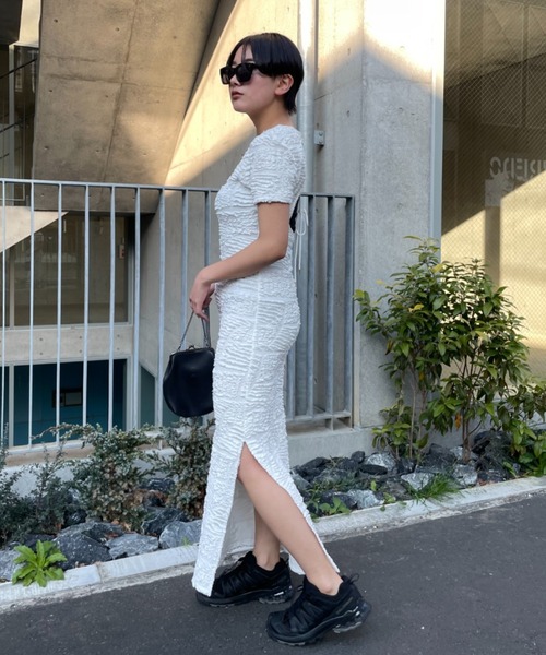 セール】back open swell jacquard long one-piece（ワンピース