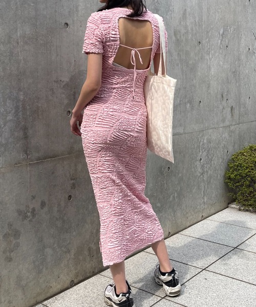 セール】back open swell jacquard long one-piece（ワンピース