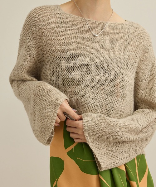 ROPE'(ロペ)の「【洗える】スラブリネン ボートネックプルオーバー(ニット/セーター・レディース・ターコイズブルー/ベージュ/ホワイト・FREE)」の5枚目の写真