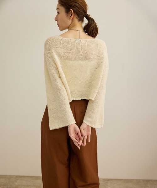 ROPE'(ロペ)の「【洗える】スラブリネン ボートネックプルオーバー(ニット/セーター・レディース・ターコイズブルー/ベージュ/ホワイト・FREE)」の8枚目の写真