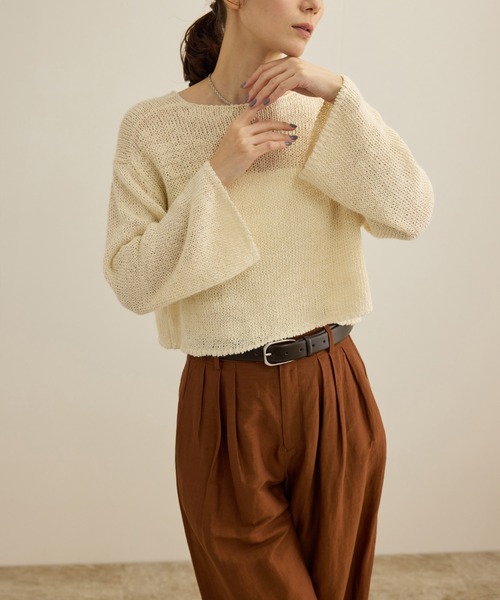 ROPE'(ロペ)の「【洗える】スラブリネン ボートネックプルオーバー(ニット/セーター・レディース・ターコイズブルー/ベージュ/ホワイト・FREE)」の12枚目の写真