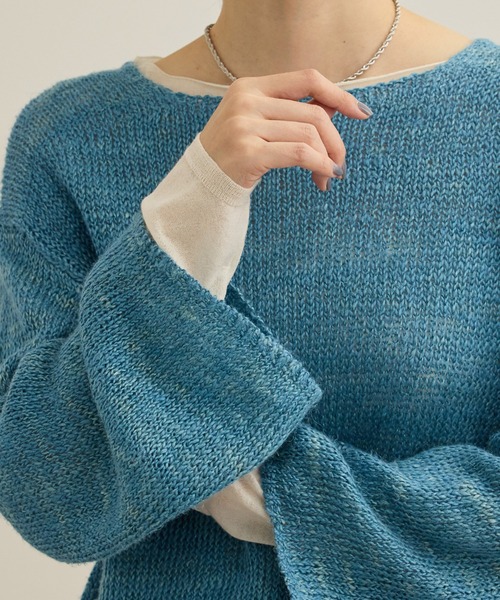 ROPE'(ロペ)の「【洗える】スラブリネン ボートネックプルオーバー(ニット/セーター・レディース・ターコイズブルー/ベージュ/ホワイト・FREE)」の13枚目の写真