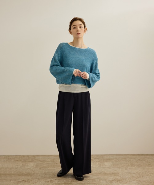 ROPE'(ロペ)の「【洗える】スラブリネン ボートネックプルオーバー(ニット/セーター・レディース・ターコイズブルー/ベージュ/ホワイト・FREE)」の15枚目の写真