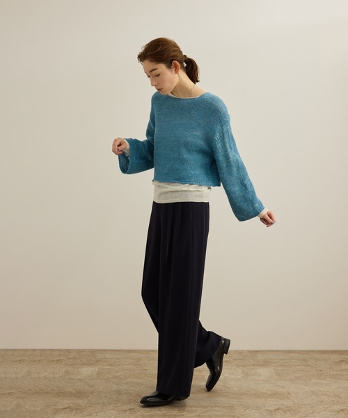 ROPE'(ロペ)の「【洗える】スラブリネン ボートネックプルオーバー(ニット/セーター・レディース・ターコイズブルー/ベージュ/ホワイト・FREE)」の16枚目の写真