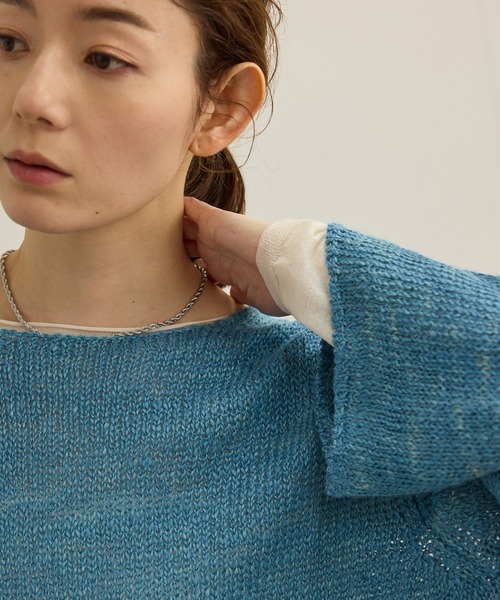 ROPE'(ロペ)の「【洗える】スラブリネン ボートネックプルオーバー(ニット/セーター・レディース・ターコイズブルー/ベージュ/ホワイト・FREE)」の17枚目の写真