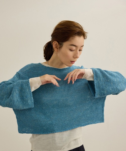 ROPE'(ロペ)の「【洗える】スラブリネン ボートネックプルオーバー(ニット/セーター・レディース・ターコイズブルー/ベージュ/ホワイト・FREE)」の18枚目の写真