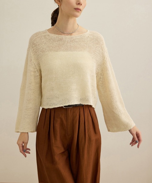 ROPE'(ロペ)の「【洗える】スラブリネン ボートネックプルオーバー(ニット/セーター・レディース・ターコイズブルー/ベージュ/ホワイト・FREE)」の19枚目の写真