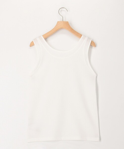MICO COULIER（ミコクリエ）の「ラッセル編シアー切替2WAYタンクトップ（Tシャツ/カットソー・レディース・グレイッシュベージュ/ブラック/オフホワイト・38）」の9枚目の写真