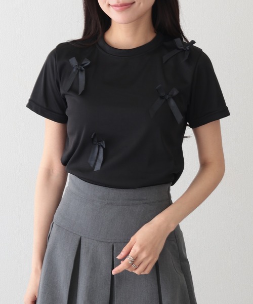 Lace Ladies(レースレディース)の「サテンリボン クルーネック 半袖 デザイン Tシャツ(Tシャツ/カットソー・レディース・ピンク/ホワイト/ブラック・XL/M/S)」の15枚目の写真