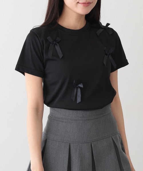 Lace Ladies(レースレディース)の「サテンリボン クルーネック 半袖 デザイン Tシャツ(Tシャツ/カットソー・レディース・ピンク/ホワイト/ブラック・XL/M/S)」の16枚目の写真