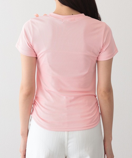 Lace Ladies(レースレディース)の「サテンリボン クルーネック 半袖 デザイン Tシャツ(Tシャツ/カットソー・レディース・ピンク/ホワイト/ブラック・XL/M/S)」の5枚目の写真