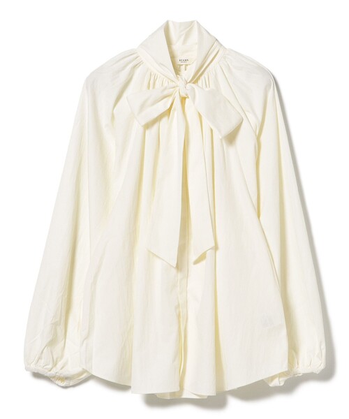 BEAMS HEART（ビームスハート）の「ボウタイ セット ノーカラー ブラウス（シャツ/ブラウス・レディース・チャコールグレー/ホワイト系その他5/サックスブルー・FREE）」の2枚目の写真