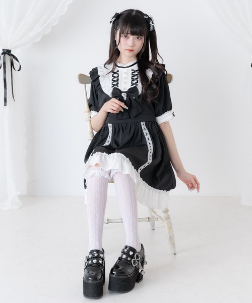 DearMyLove(ディアマイラブ)の「レースアップリボンドーリーワンピース(ワンピース・レディース・ブラック×ホワイト/ホワイト×ピンク/ブラック×ブルー・MEDIUM/3L/LL/LARGE)」の10枚目の写真