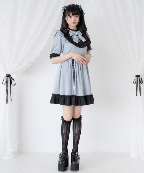 DearMyLove(ディアマイラブ)の「レースアップリボンドーリーワンピース(ワンピース・レディース・ブラック×ホワイト/ホワイト×ピンク/ブラック×ブルー・MEDIUM/3L/LL/LARGE)」の13枚目の写真