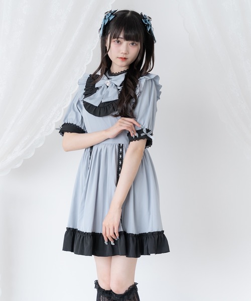 DearMyLove(ディアマイラブ)の「レースアップリボンドーリーワンピース(ワンピース・レディース・ブラック×ホワイト/ホワイト×ピンク/ブラック×ブルー・MEDIUM/3L/LL/LARGE)」の16枚目の写真