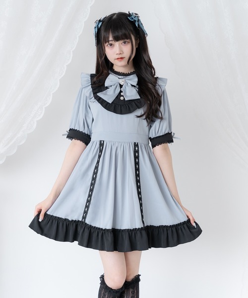DearMyLove(ディアマイラブ)の「レースアップリボンドーリーワンピース(ワンピース・レディース・ブラック×ホワイト/ホワイト×ピンク/ブラック×ブルー・MEDIUM/3L/LL/LARGE)」の17枚目の写真