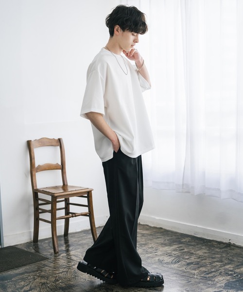 Rocky Monroe（ロッキーモンロー）の「接触冷感 オーバーサイズサイドスリットダンボール半袖クルーネックTシャツ（Tシャツ/カットソー・メンズ・ブラック/ネイビー/グレー/チャコール/ホワイト・XL/M/L）」の9枚目の写真