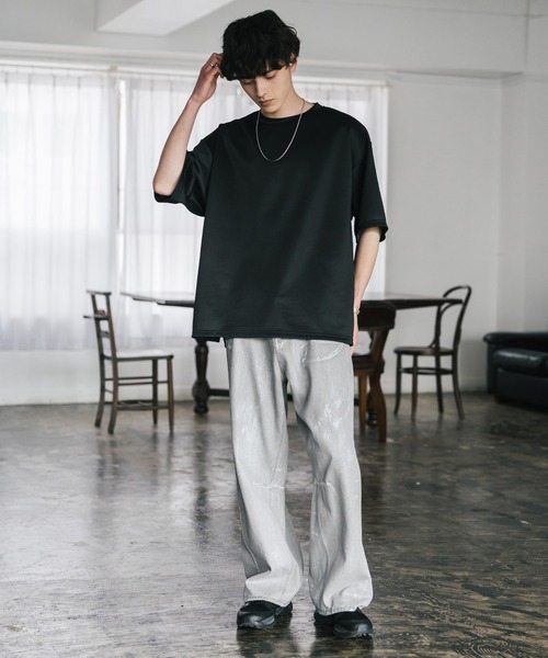 Rocky Monroe（ロッキーモンロー）の「接触冷感 オーバーサイズサイドスリットダンボール半袖クルーネックTシャツ（Tシャツ/カットソー・メンズ・ブラック/ネイビー/グレー/チャコール/ホワイト・XL/M/L）」の16枚目の写真