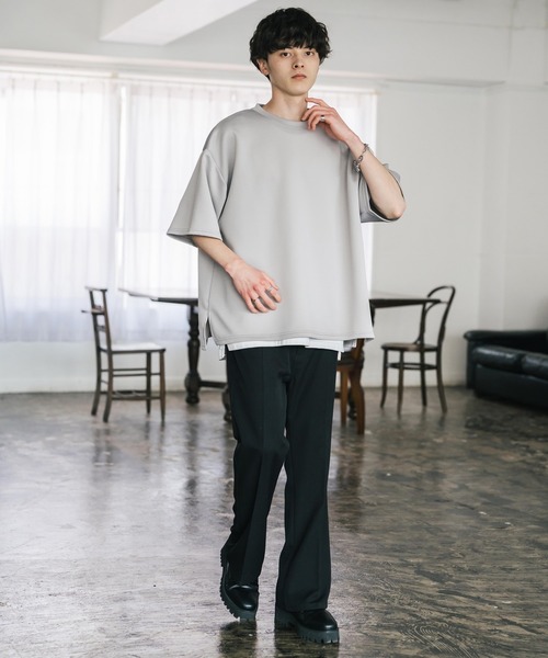 Rocky Monroe（ロッキーモンロー）の「接触冷感 オーバーサイズサイドスリットダンボール半袖クルーネックTシャツ（Tシャツ/カットソー・メンズ・ブラック/ネイビー/グレー/チャコール/ホワイト・XL/M/L）」の19枚目の写真