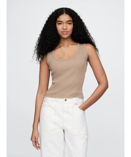 GAP（ギャップ）の「リブ スクープタンクトップ（タンクトップ・レディース・ブラック/ライトピンク/ブルー/ホワイト/ピンク/スミクロ/ベージュ・XS/S/M/L/XL/XXS）」の11枚目の写真
