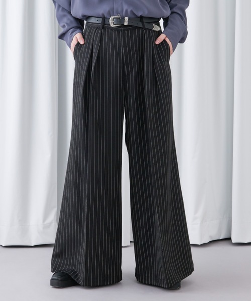 Ellno Loset(エルノロゼット)の「ストライプワイドバギーパンツ(その他パンツ・メンズ・ブラック/ネイビー・X-SMALL/MEDIUM/LARGE/SMALL)」の2枚目の写真